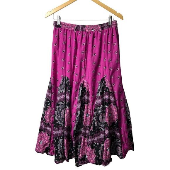 Truly 4 U Paisley Print Pleated Skirt Elastic Waist‎ Drawstring Purple Women’s S - Picture 7 of 8